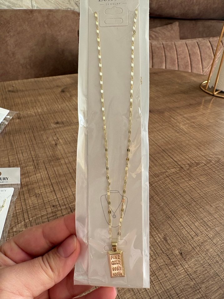 Altın Renk Çelik Zincir Detaylı Midi Kolye - Görsel 2