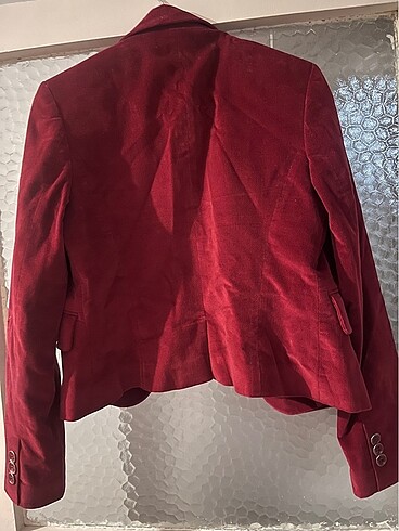 36 Beden Vintage kırmızı kadife blazer ceket
