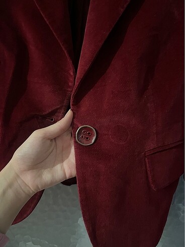 36 Beden kırmızı Renk Vintage kırmızı kadife blazer ceket