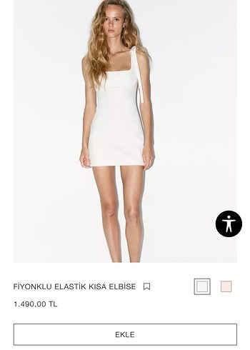 Zara Beyaz Fiyonklu Mini Elbise
