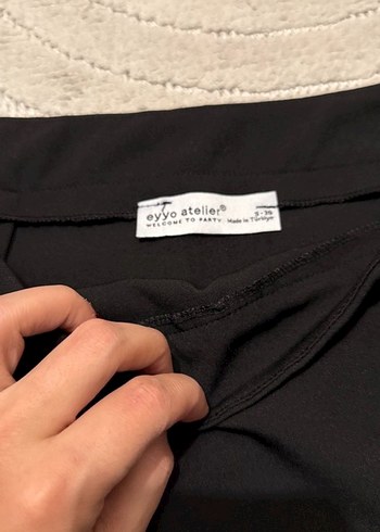 Siyah Baskılı Kadın Spor Kumaş Pantolon