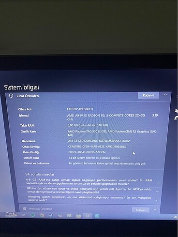  Beden Renk Lenova İdeapad s145 AmdA9 8gb ram