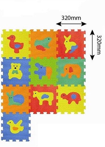 Diğer Renkli Hayvan Figürlü Çocuk Puzzle oyun matı