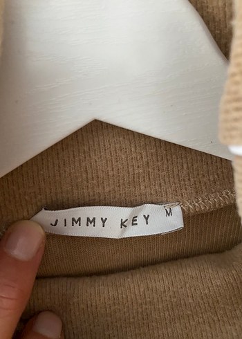 Jimmy Key Bej Yüksek Yaka Kadın Triko Kazak