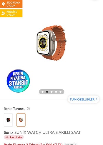 Sunix Turuncu Kayışlı Akıllı Saat
