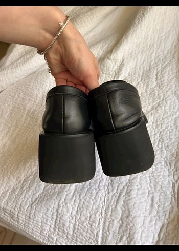 37 Beden siyah Renk Siyah Deri Tokalı Platform Topuklu Kadın Loafer
