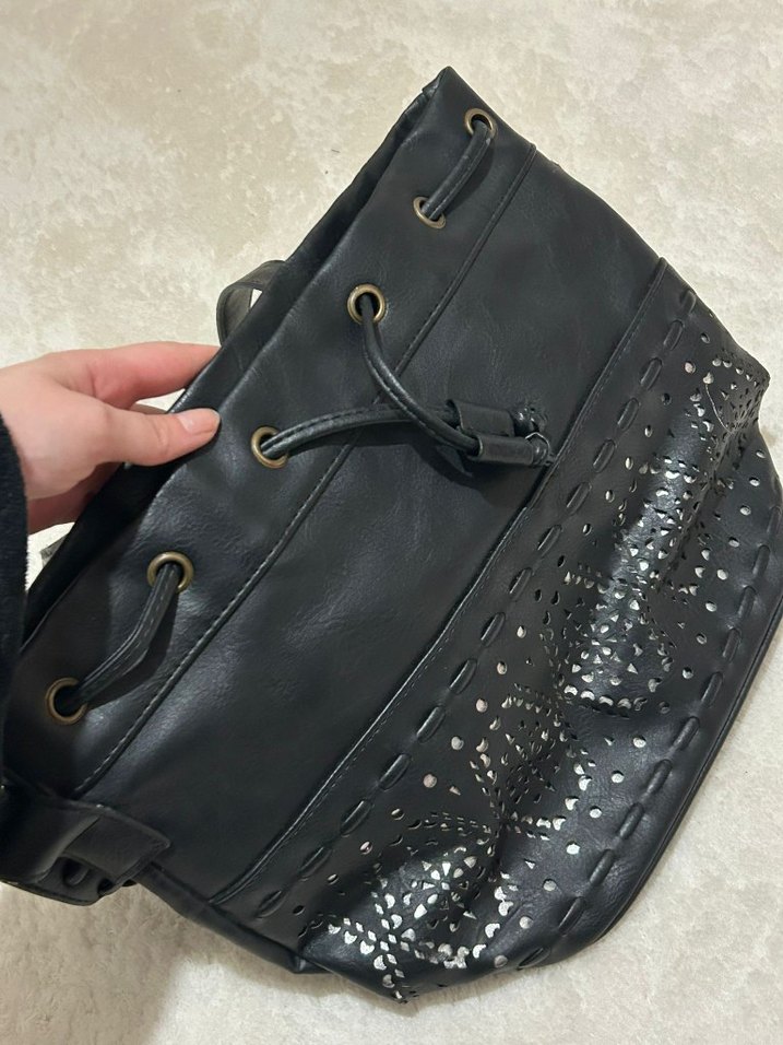 MAVİ Siyah Nakışlı Gotik Deri Kadın Çanta - Görsel 2