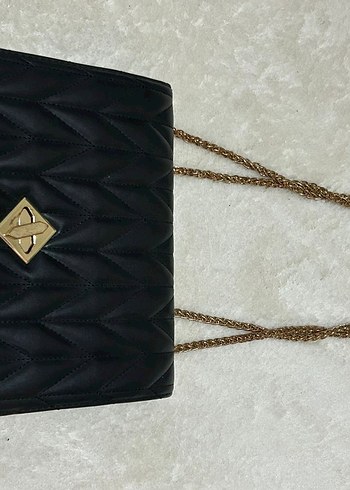 Zincir Detaylı Siyah Deri Kadın Çanta - Görsel 3