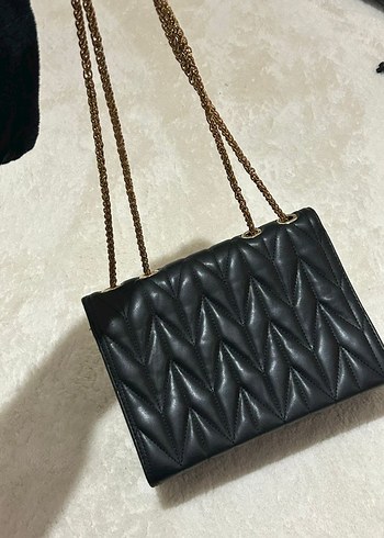 Zincir Detaylı Siyah Deri Kadın Çanta - Görsel 2