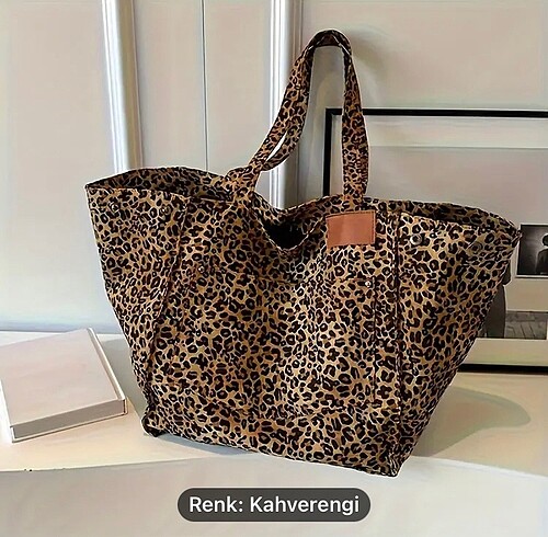 Leopar desenli çanta