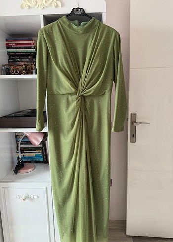 Kadın Haki Uzun Abiye Elbise - Görsel 5