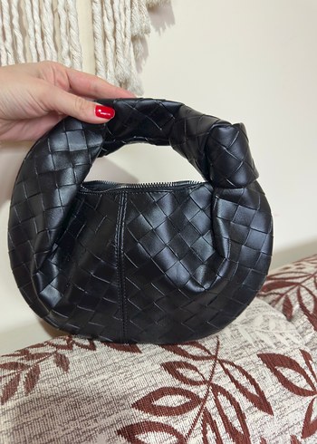 Siyah Yılan Derisi Desenli Deri Kadın Çanta - Görsel 2