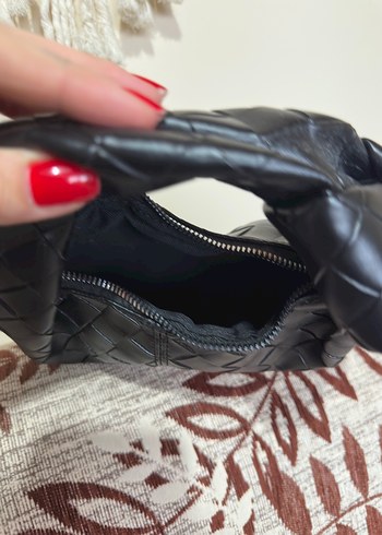 Siyah Yılan Derisi Desenli Deri Kadın Çanta - Görsel 3