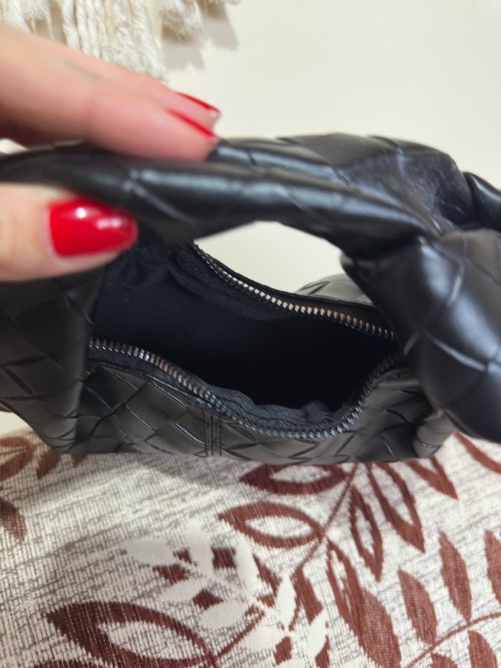 Siyah Yılan Derisi Desenli Deri Kadın Çanta - Görsel 3