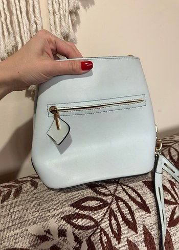 Matmazel Zincir Detaylı Mavi Süet Kadın Çanta - Görsel 4