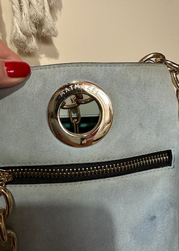 Matmazel Zincir Detaylı Mavi Süet Kadın Çanta - Görsel 2