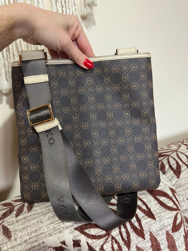 Vakko postacı Kahverengi Deri Desenli Kadın Çapraz Çanta - Görsel 2