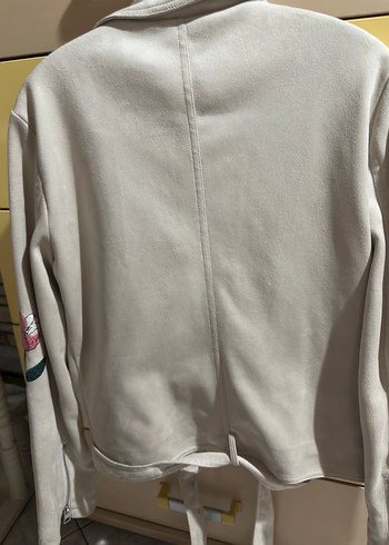 İpekyol Nakışlı Beyaz Süet Kadın Deri Ceket - Görsel 5