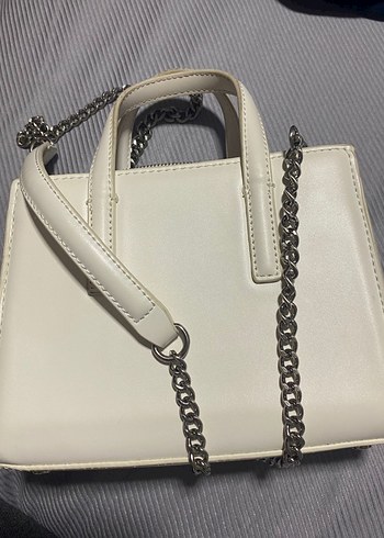 Zara Zara Zincir Detaylı Beyaz Deri Kadın Çanta