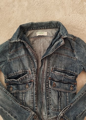 Benetton Fermuarlı Kadın Denim Ceket