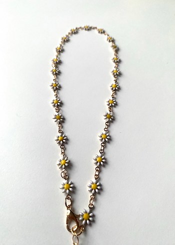 Beyaz Papatya Boncuklu Midi Kolye - Görsel 2