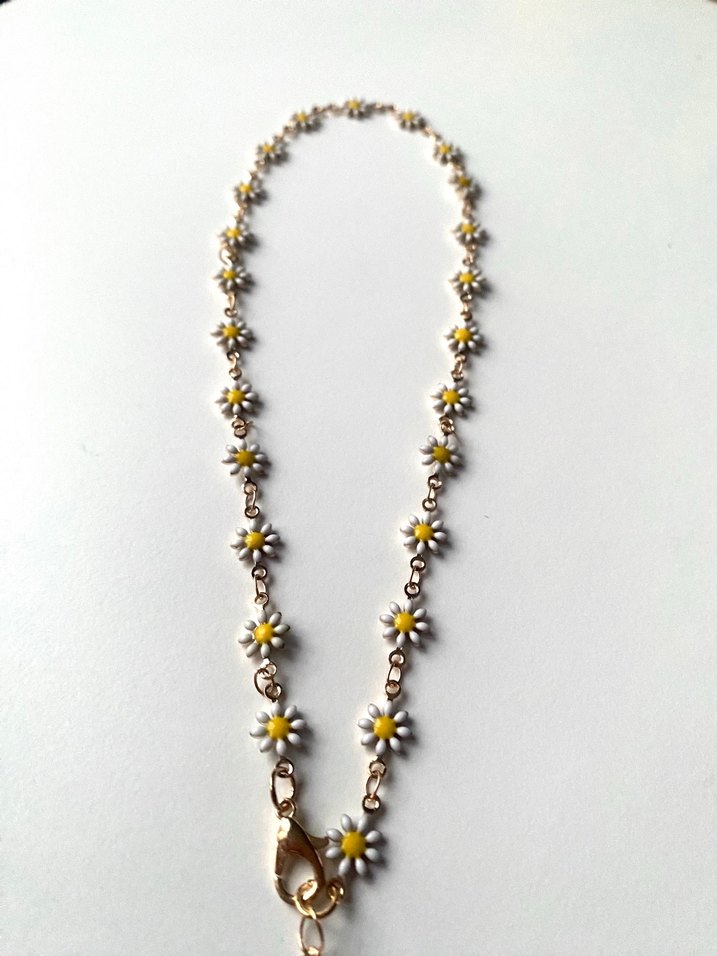 Beyaz Papatya Boncuklu Midi Kolye - Görsel 2