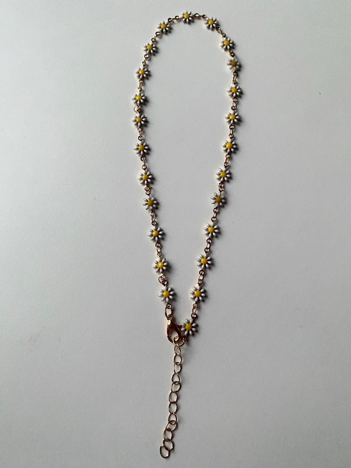 Beyaz Papatya Boncuklu Midi Kolye - Görsel 3