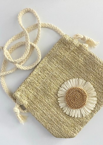 Nakışlı hasır papatya desenli Bohem Kadın Çanta (haki) - Görsel 7