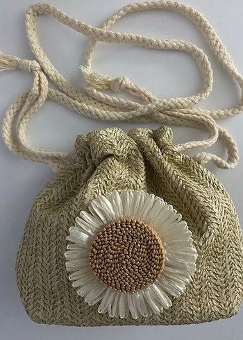 Nakışlı hasır papatya desenli Bohem Kadın Çanta (haki) - Görsel 5