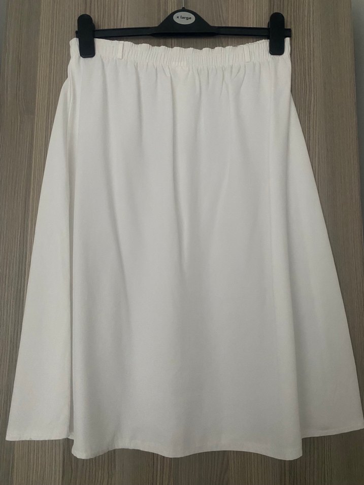 Düğmeli Beyaz Midi Kadın Etek - Görsel 2