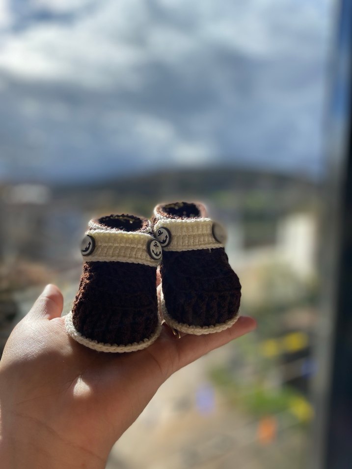 Mor Örgü Kız Bebek Patik - Görsel 2