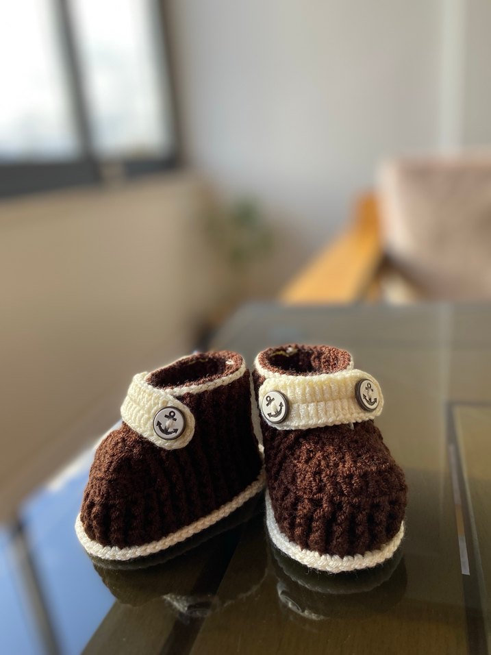 Mor Örgü Kız Bebek Patik - Görsel 3