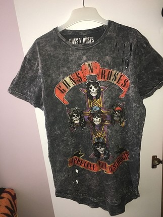 guns n roses yırtık detaylı tshirt