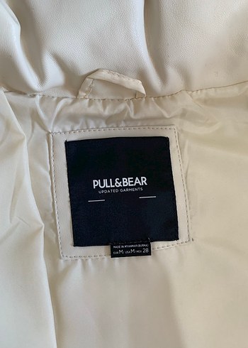 Suni Deri Bej Kapüşonlu Şişme Mont - Görsel 5