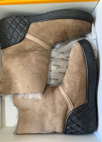 Bej Taba Süet Kadın Kürklü Gerçek Deri Bot - Görsel 2