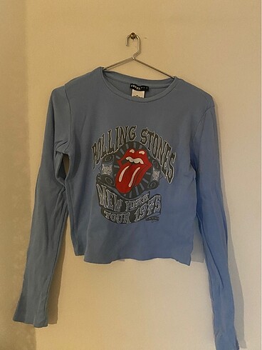 Defacto Rolling Stones Uzun Kollu Mavi Bluz