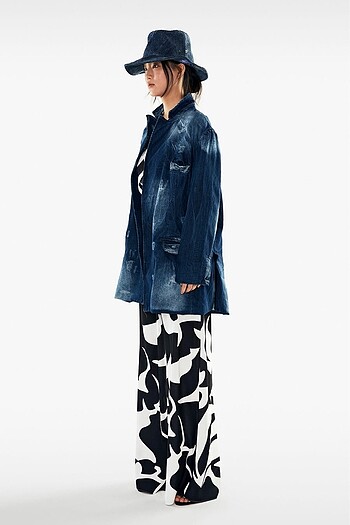 VIA DELLE PERLE VDR Via Delle Rose Kot Denim Blazer Ceket