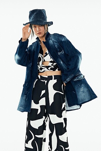 l Beden VDR Via Delle Rose Kot Denim Blazer Ceket