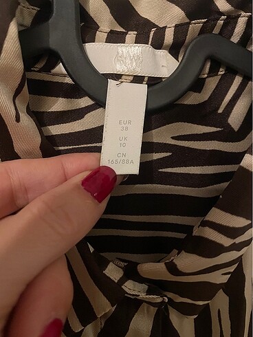 H&M HM Zebra Desen Saten Gömlek Elbise
