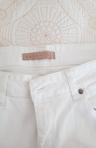 42 Beden beyaz Renk Koton Beyaz Pantolon