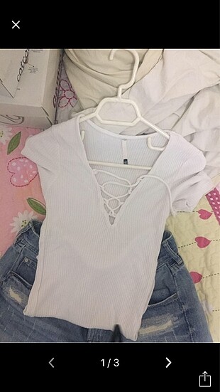 Önü ipli crop bluz t shirt