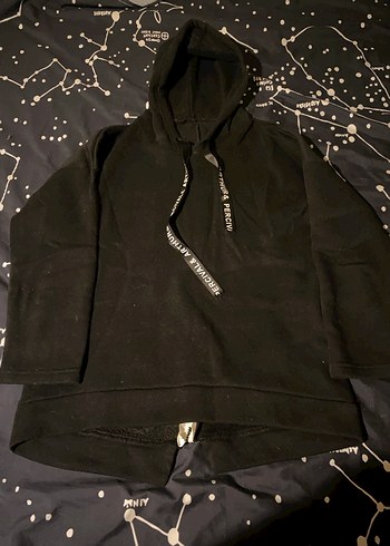 Kapüşonlu Siyah sweatshirt - Görsel 2