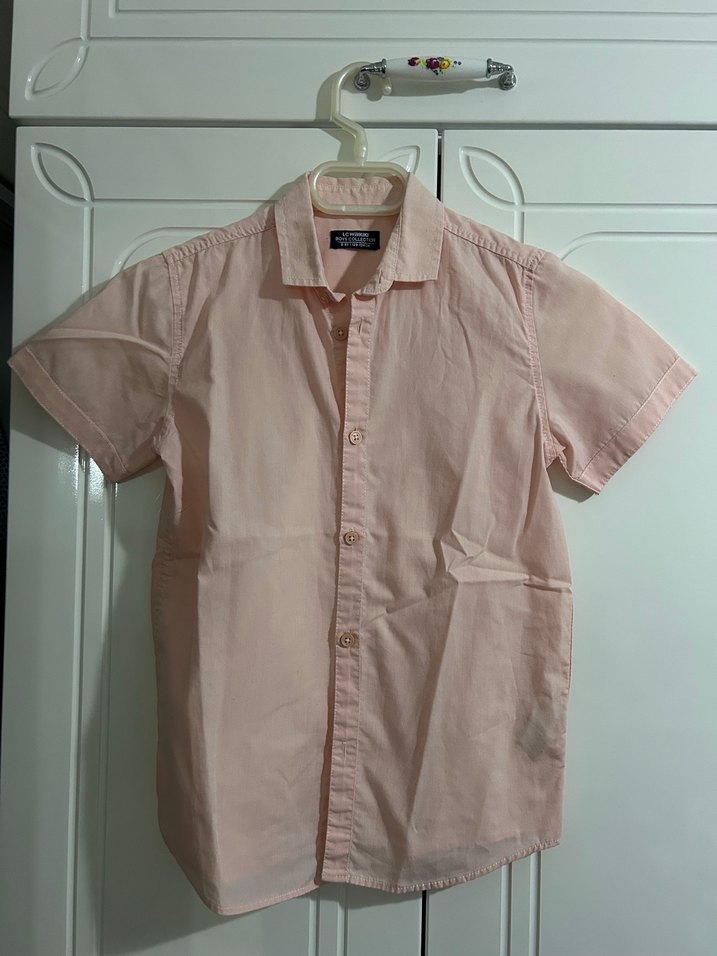 Erkek Çocuk Kısa Kollu Düğmeli Denim Gömlek - Görsel 3