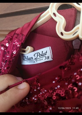 Bordo Drapeli Uzun Abiye Elbise - Görsel 4