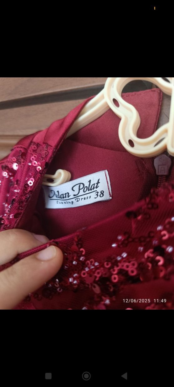 Bordo Drapeli Uzun Abiye Elbise - Görsel 4