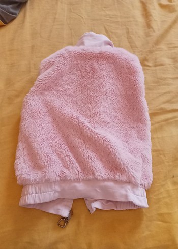 Kız Çocuk Pembe Kürklü Kolsuz Yelek - Görsel 3