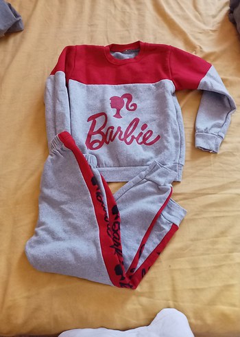 Kız Çocuk Gri Barbie Baskılı Eşofman Takımı - Görsel 3