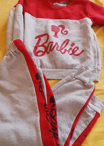 Kız Çocuk Gri Barbie Baskılı Eşofman Takımı - Görsel 2
