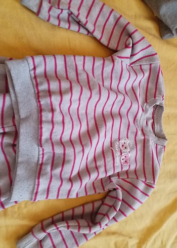 Kız Çocuk Gri Çizgili Nakışlı Eşofman Takımı - Görsel 3