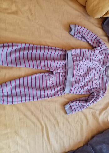 Kız Çocuk Gri Çizgili Nakışlı Eşofman Takımı - Görsel 4